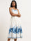 LOV White Floral Printed A-Line Blended Linen Dress