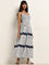 Bombay Paisley Ivory Stripe Patterned Tiered Cotton Dress