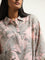 Utsa Light Pink Foliage Printed A-Line Kaftan style Kurta