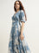 Bombay Paisley Blue Floral Print A-Line Dress