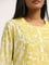 Utsa Yellow Ikat Pattern Straight Cotton Kurta