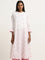 Utsa Pink Geometrical Design A-Line Cotton Kurta