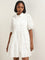 Nuon White Tiered Cotton Shirt Dress