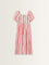 Bombay Paisley Coral Stripe Printed Tiered Cotton Dress