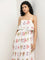 Bombay Paisley White Floral Printed Tiered Cotton Dress