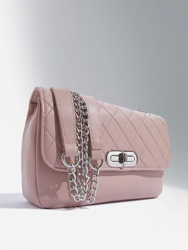 Westside Accessories Dusty Pink Quilted Sling Bag