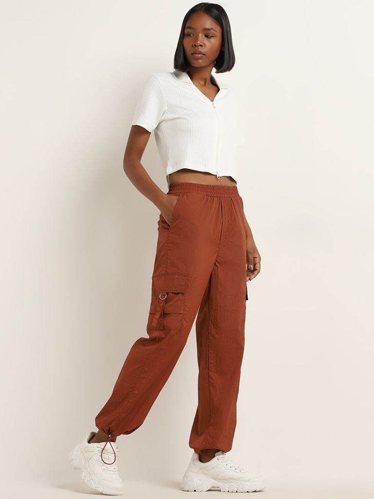 Studiofit Rust Cargo-Style Mid-Rise Pants