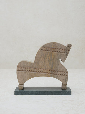 Westside Home Beige Wooden Carved Horse Decorative Accessory