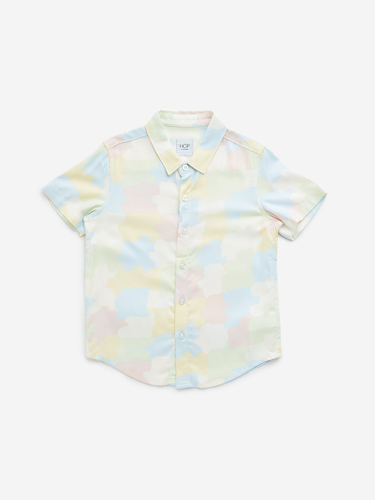 HOP Kids Multicolour Abstract Design Resort-Fit Shirt