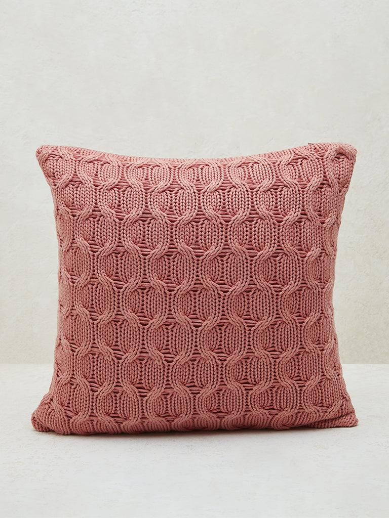 Westside Home Dusty Rose Knit Textured Cushion Cover