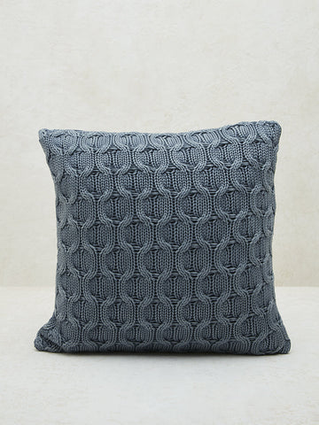 Westside Home Dusty Blue Knitted Cushion Cover