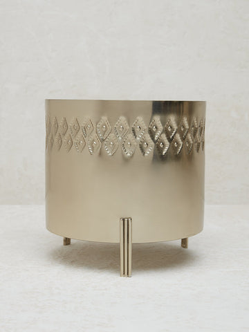 Westside Home Gold Diamond Embossed Short Planter with Stand