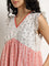 Bombay Paisley Red & White Printed Cotton Empire-Line Dress