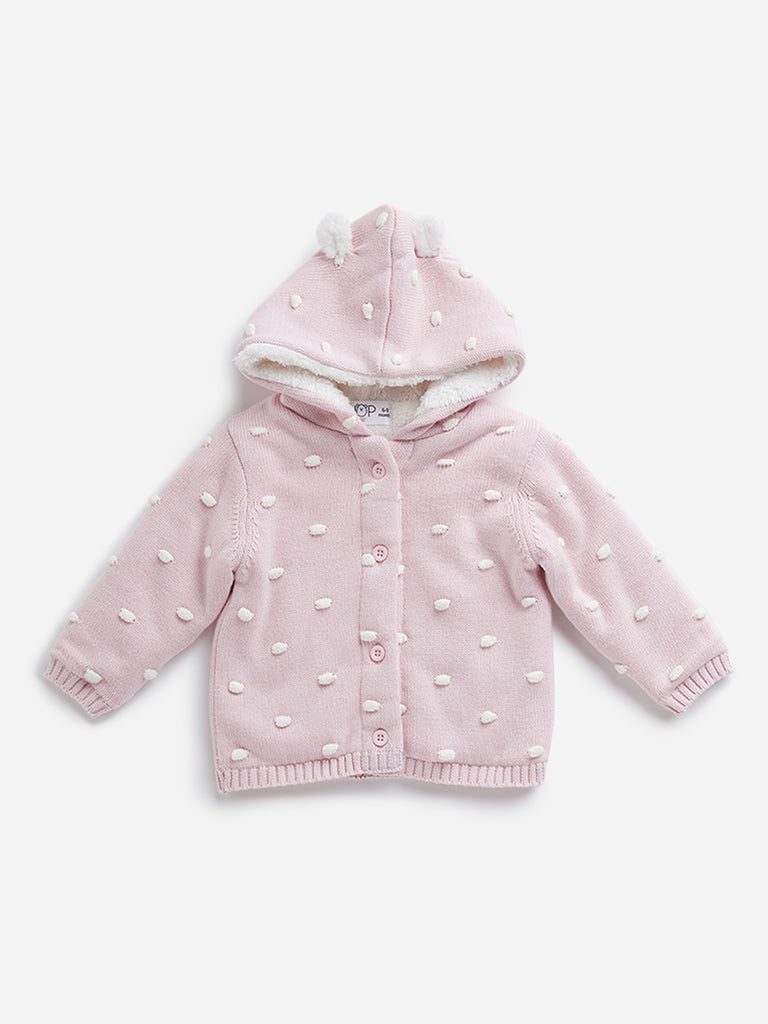 HOP Baby Light Pink Hooded Cotton Jacket