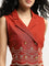 Bombay Paisley Red Schiffli Waistcoat-Style Cotton Top