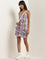 Nuon Multicolour Checkered Ruched Bodycon Cotton Dress