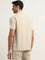 WES Casuals Beige Knitted Relaxed-Fit Cotton Polo T-Shirt