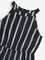 Y&F Kids Black Striped Halter Neck Jumpsuit