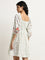 Bombay Paisley Off-White Embroidered A-Line Cotton Dress