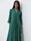 Utsa Green Embellished A-Line Cotton Kurta