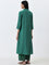 Utsa Green Embellished A-Line Cotton Kurta