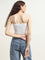 Nuon White Knit-Textured Cotton Blend Tube Top