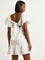 Nuon White Schiffli Design A-Line Cotton Dress