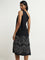 LOV Black Embroidered One-Shoulder Dress