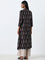 Utsa Black Foliage Printed A-Line Kurta