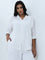 Gia White High-Low Cotton Blouse