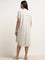 Gia Off-White Blended Linen High-Low Dress