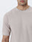 WES Formals Light Taupe Solid Slim-Fit Cotton T-Shirt