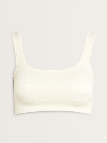 Superstar White Ribbed-Textured Seam-Free Padded Cotton Bra