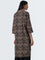 Utsa Brown Leaf Printed Straight Cotton Kurta