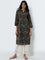 Utsa Green Foliage Printed Straight Cotton Kurta