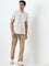 WES Casuals Beige Striped Slim-Fit Shirt