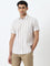 WES Casuals Beige Striped Slim-Fit Shirt