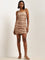 Nuon Brown Abstract Design Bodycon Mesh Dress