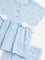 HOP Baby Blue Striped Cotton Top with Mid-Rise Shorts Set