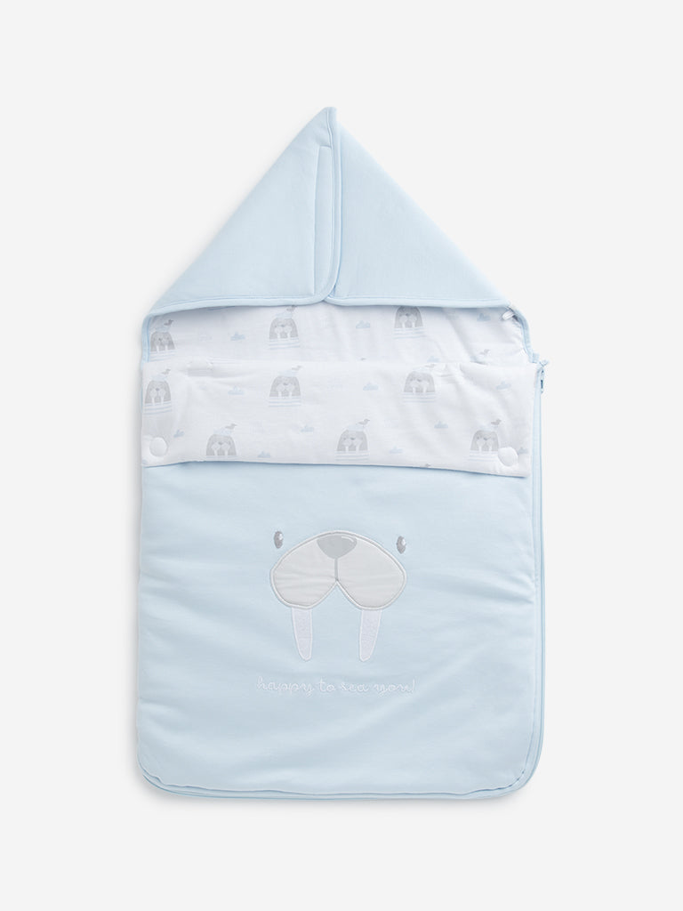 HOP Baby Light Blue Animal Printed Cotton Sleeping Bag