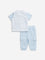 HOP Baby Light Blue Cotton T-Shirt, Waistcoat and Pants Set