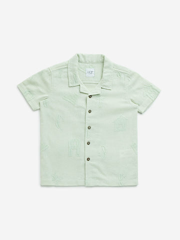 HOP Kids Sage Embroidered Resort-Fit Cotton Shirt