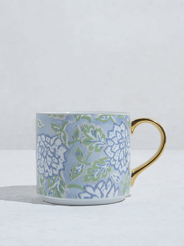 Westside Home Blue Artisan Floral Printed Mug