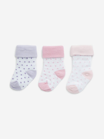 HOP Baby White Polka Dotted Socks - Pack of 3