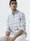 WES Casuals Sage Checks Patterned Slim-Fit Cotton Shirt