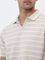 WES Casuals Beige Striped Relaxed-Fit Polo T-Shirt