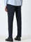 WES Formals Navy Patterned Mid-Rise Carrot Fit Trousers