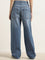 Nuon Blue Relaxed - Fit High - Rise Baggy Jeans