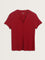 Wunderlove Red Ribbed-Textured Henley Top