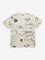 Y&F Kids Beige Text Printed Cotton T-Shirt